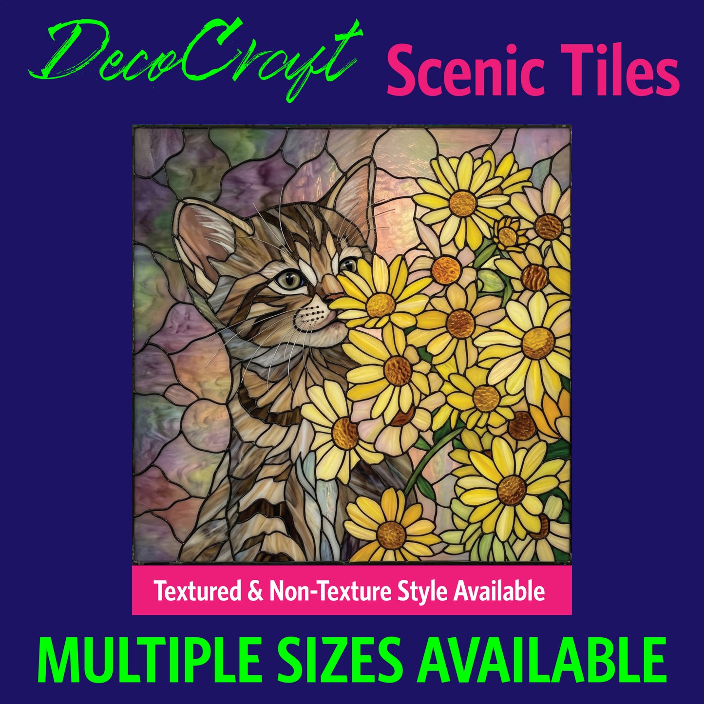 DecoCraft - Scenic Elevated Texture Tiles - Cats - Golden Bloom