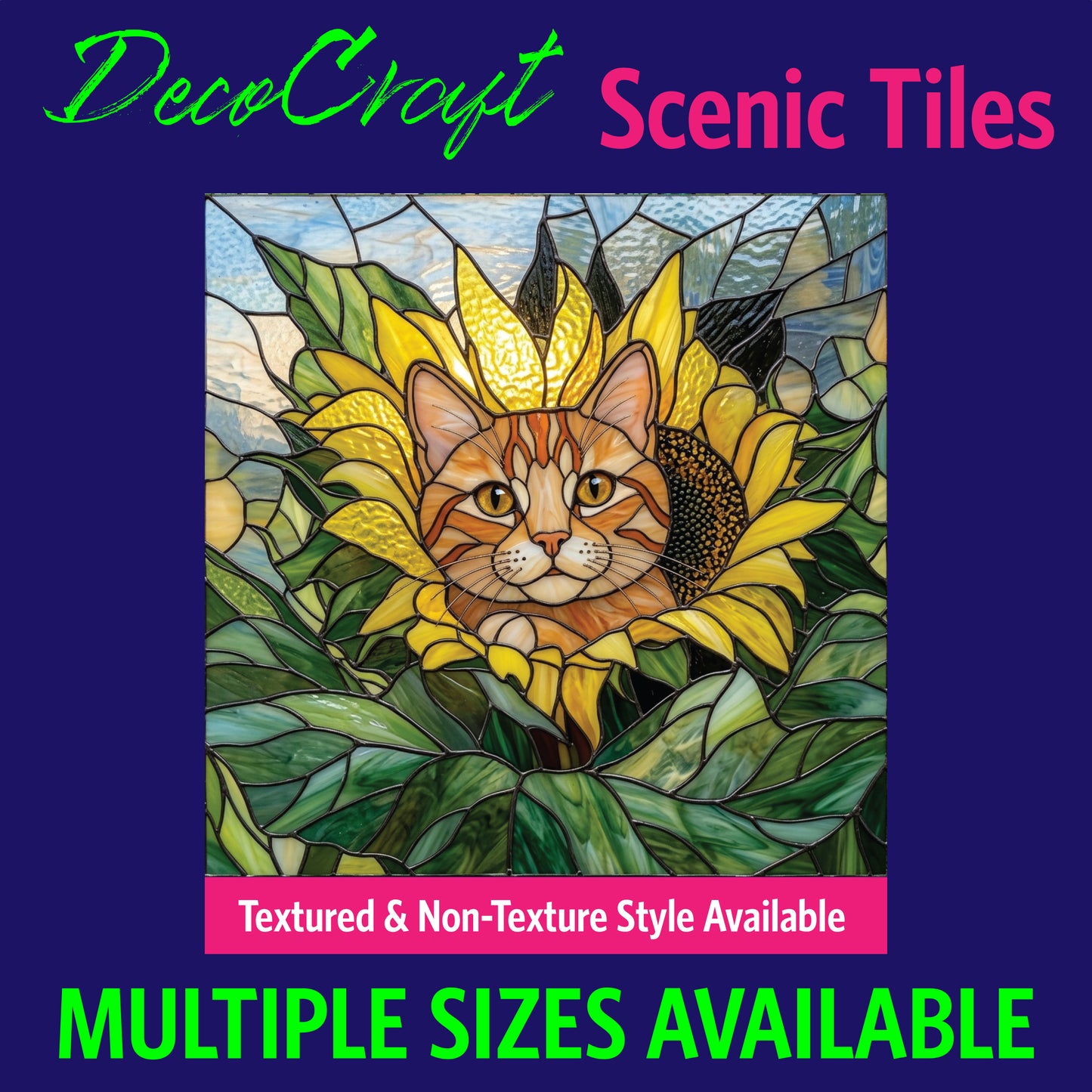 DecoCraft - Scenic Elevated Texture Tiles - Cats - Sunflower Surprise