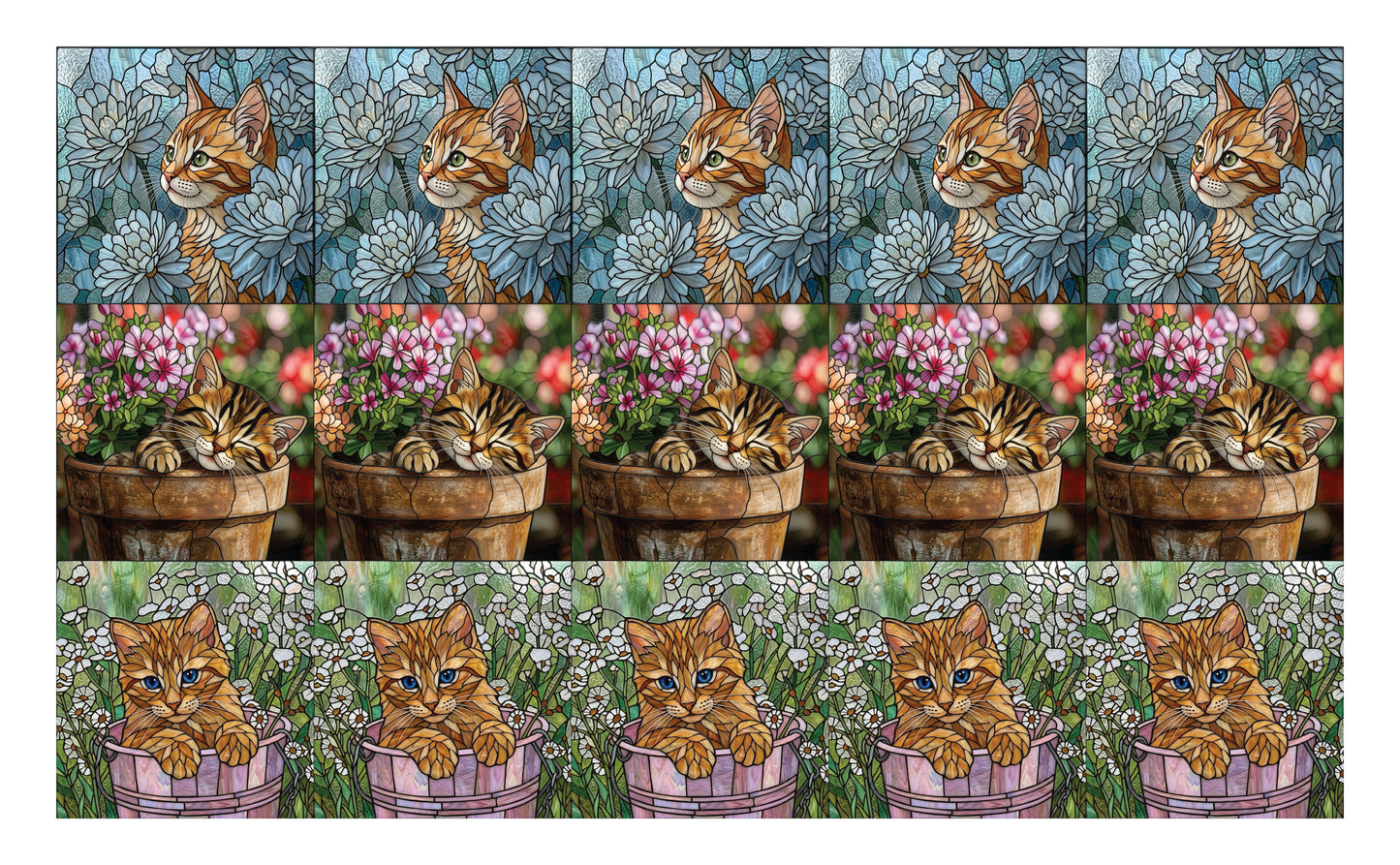 DecoCraft - Scenic Elevated Texture Tiles - Cats - Blooming Whiskers