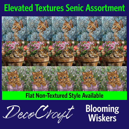 DecoCraft - Scenic Elevated Texture Tiles - Cats - Blooming Whiskers