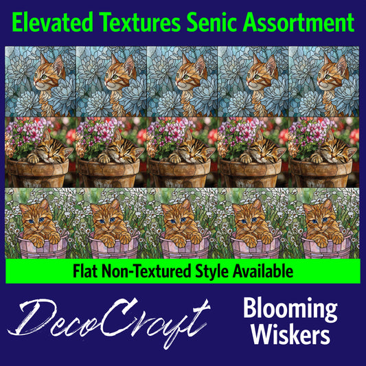 DecoCraft - Scenic Elevated Texture Tiles - Cats - Blooming Whiskers