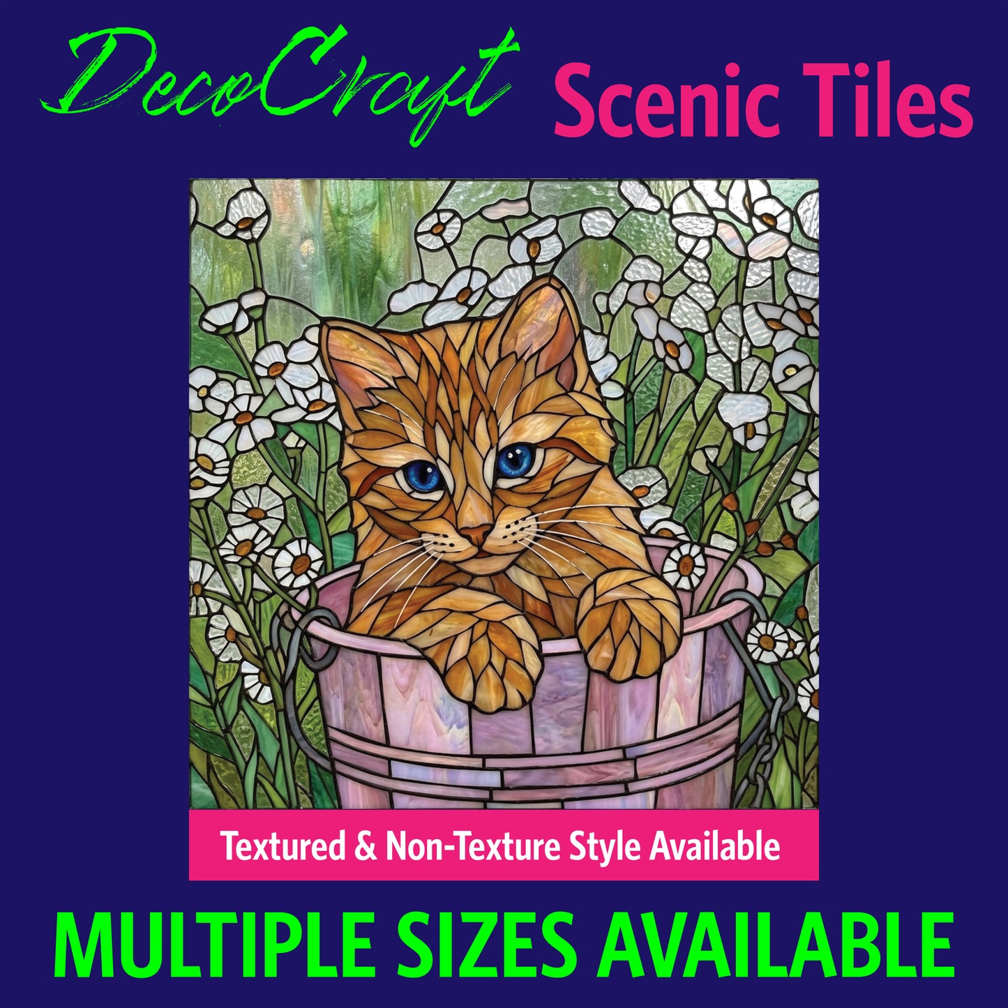 DecoCraft - Scenic Elevated Texture Tiles - Cats - Petals & Tiny Paws