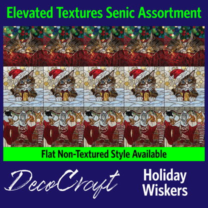 DecoCraft - Scenic Elevated Texture Tiles - Cats - Holiday Whiskers