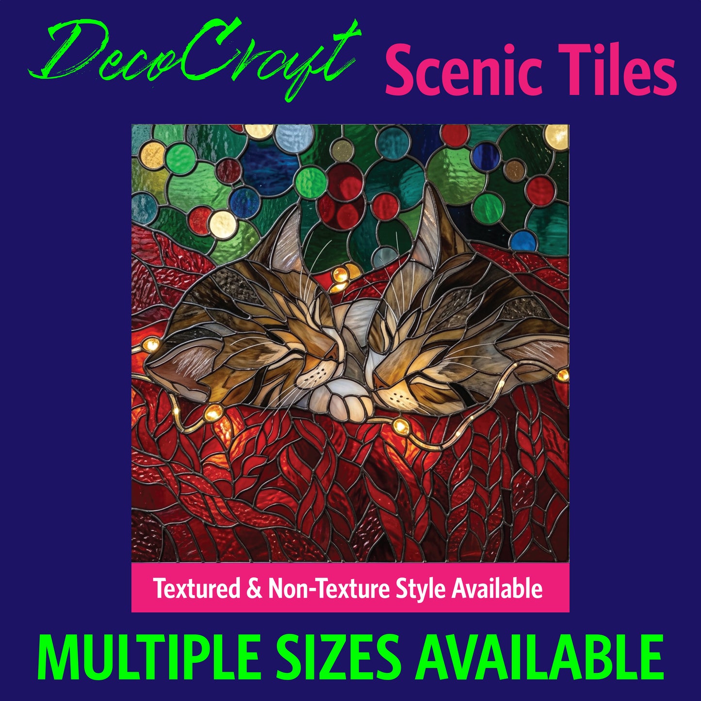 DecoCraft - Scenic Elevated Texture Tiles - Cats - Twinkle Light Nap