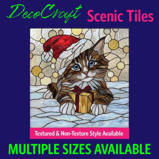 DecoCraft - Scenic Elevated Texture Tiles - Cats - Santa Paws - Kitten