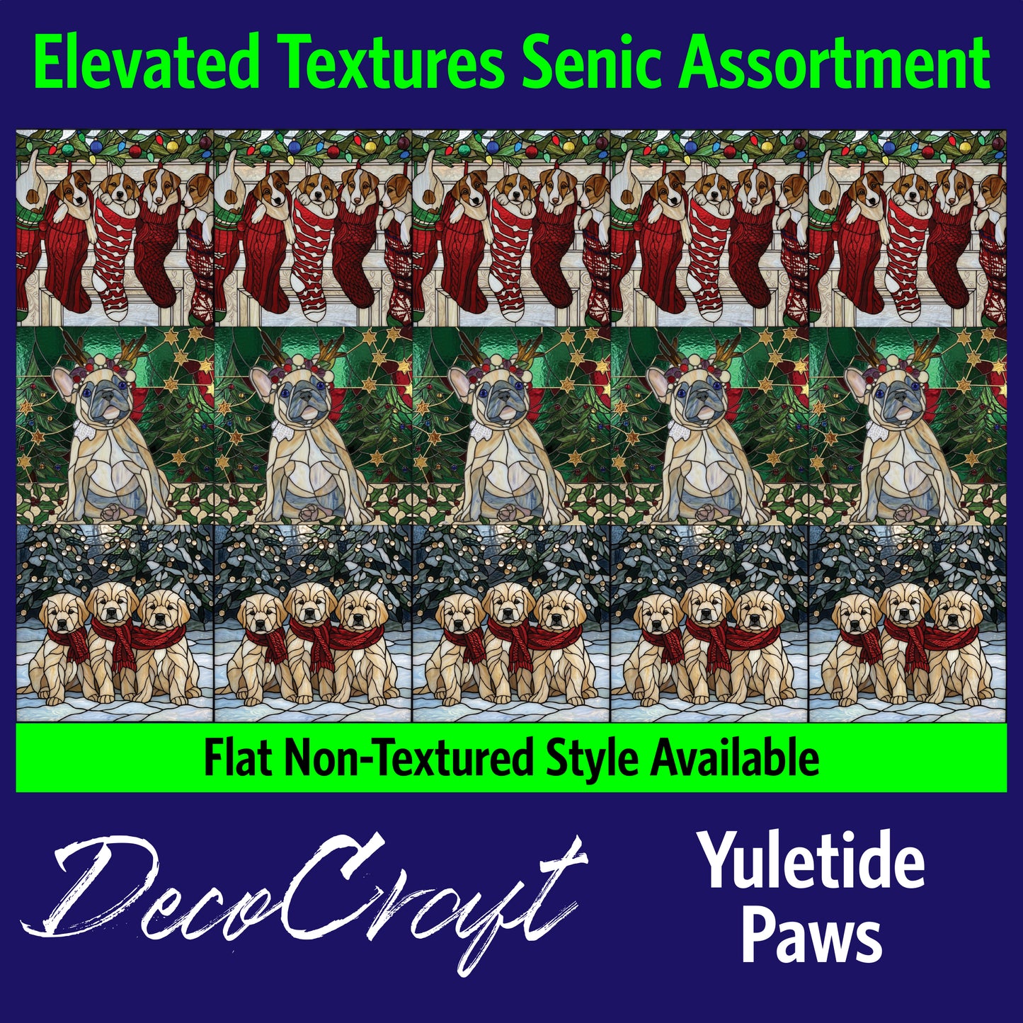 DecoCraft - Scenic Elevated Texture Tiles - Dogs - Yuletide Paws