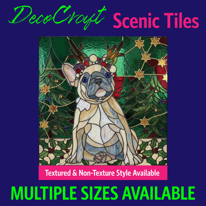 DecoCraft - Scenic Elevated Texture Tiles - Dogs - Holiday Frenchie