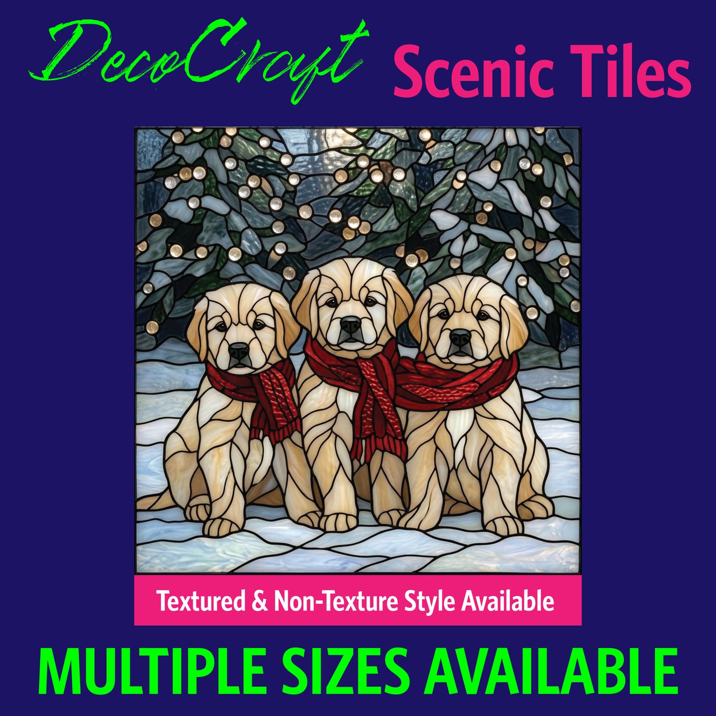 DecoCraft - Scenic Elevated Texture Tiles - Dogs - Winter Scarf Trio