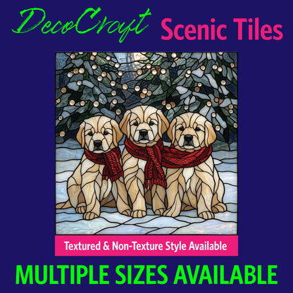 DecoCraft - Scenic Elevated Texture Tiles - Dogs - Winter Scarf Trio