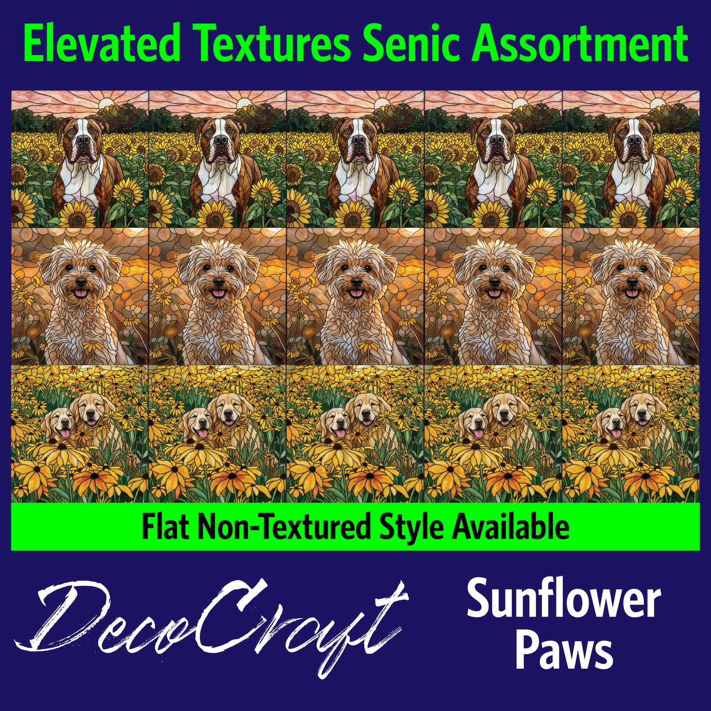 DecoCraft - Scenic Elevated Texture Tiles - Dogs - Blooming Paws I