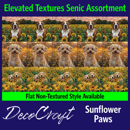 DecoCraft - Scenic Elevated Texture Tiles - Dogs - Blooming Paws I