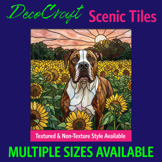 DecoCraft - Scenic Elevated Texture Tiles - Dogs - Sunflower Sentinel