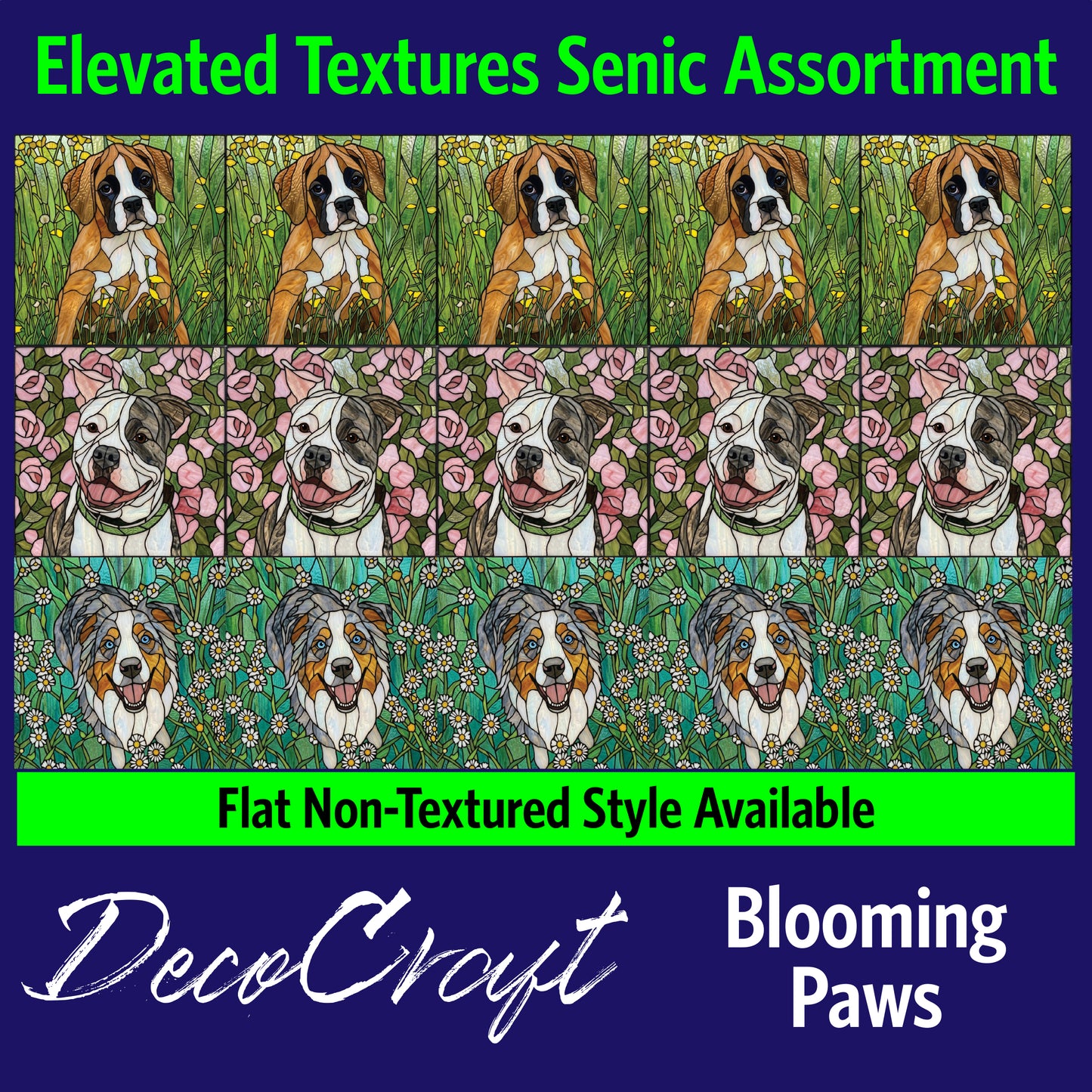 DecoCraft - Scenic Elevated Texture Tiles - Dogs - Blooming Paws II