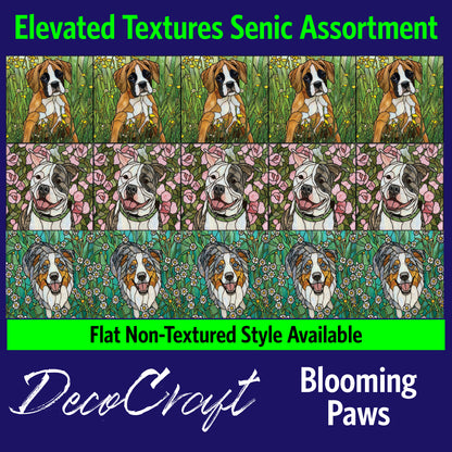 DecoCraft - Scenic Elevated Texture Tiles - Dogs - Blooming Paws II