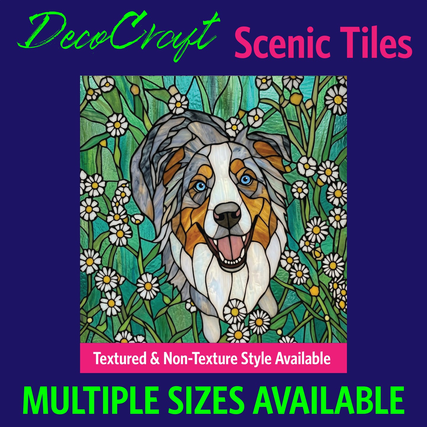 DecoCraft - Scenic Elevated Texture Tiles - Dogs - Daisy Meadow Aussie