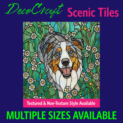 DecoCraft - Scenic Elevated Texture Tiles - Dogs - Daisy Meadow Aussie