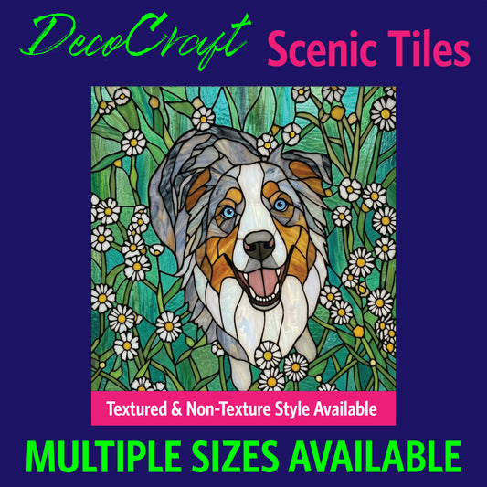 DecoCraft - Scenic Elevated Texture Tiles - Dogs - Daisy Meadow Aussie