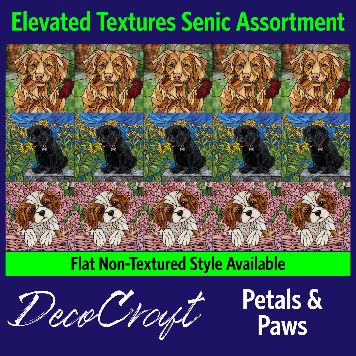 DecoCraft - Scenic Elevated Texture Tiles - Dogs - Petals & Paws