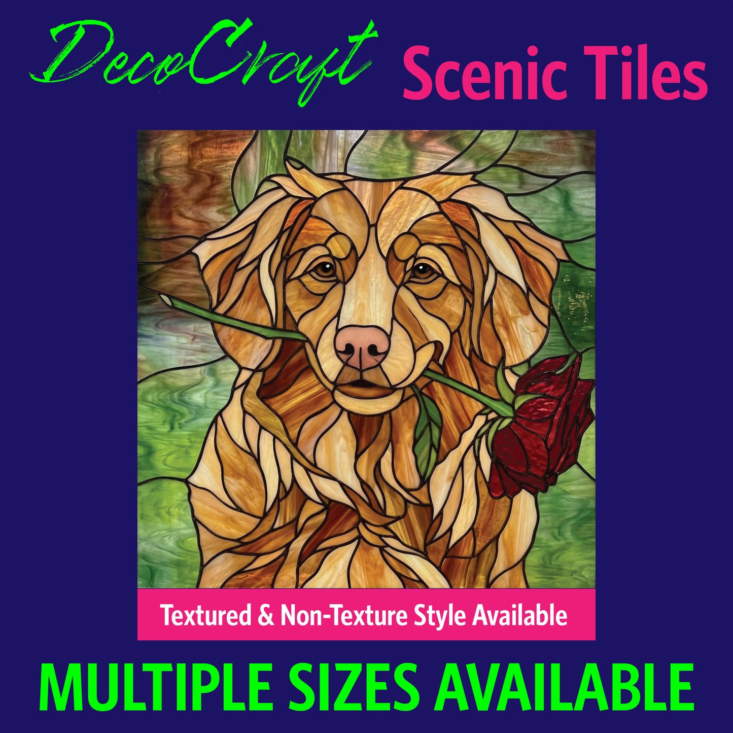 DecoCraft - Scenic Elevated Texture Tiles - Dogs - A Rose for You