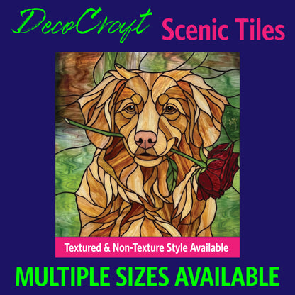 DecoCraft - Scenic Elevated Texture Tiles - Dogs - A Rose for You