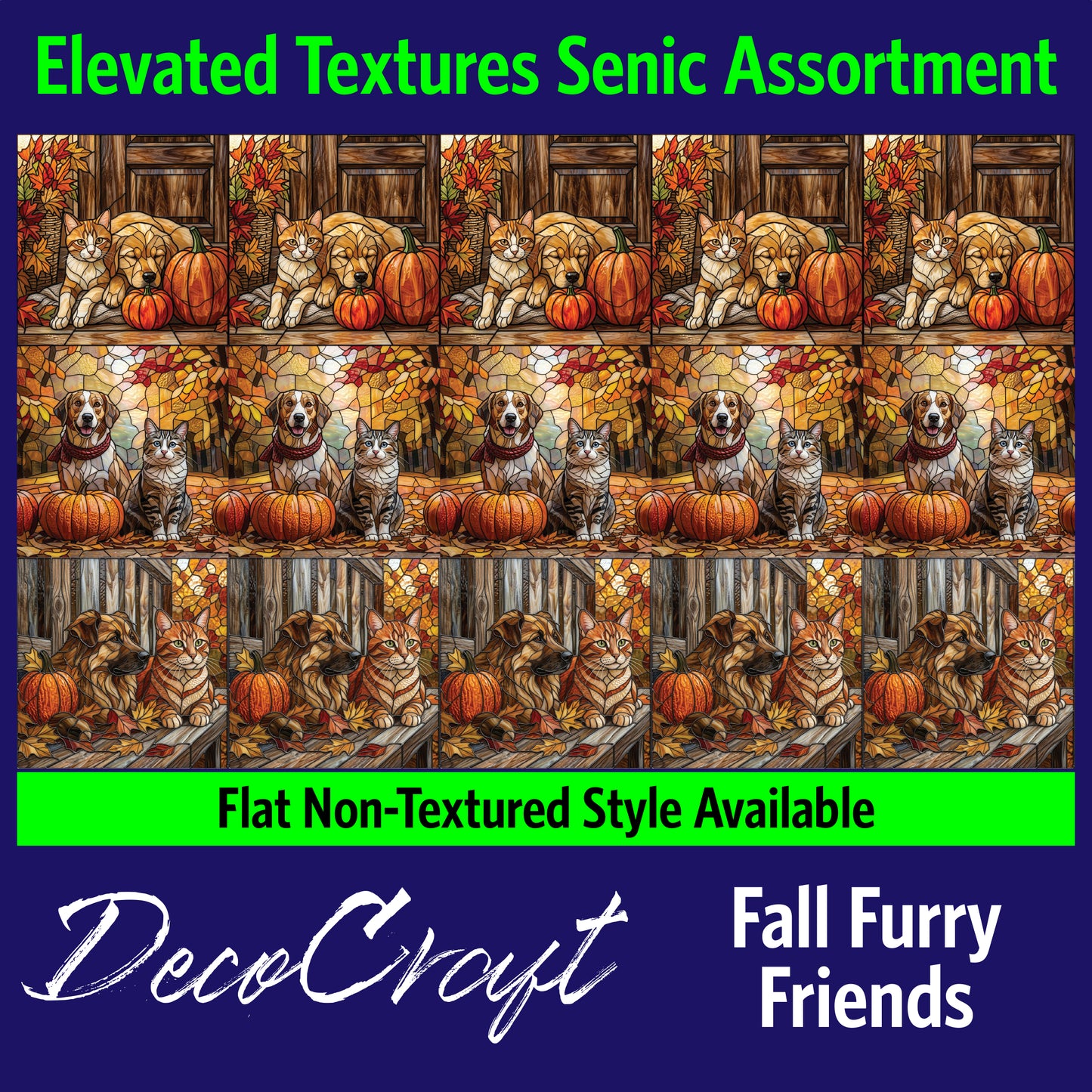 DecoCraft - Scenic Elevated Texture Tiles - Pets - Fall Friends