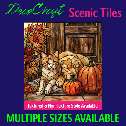 DecoCraft - Scenic Elevated Texture Tiles - Dogs - Pumpkin Porch