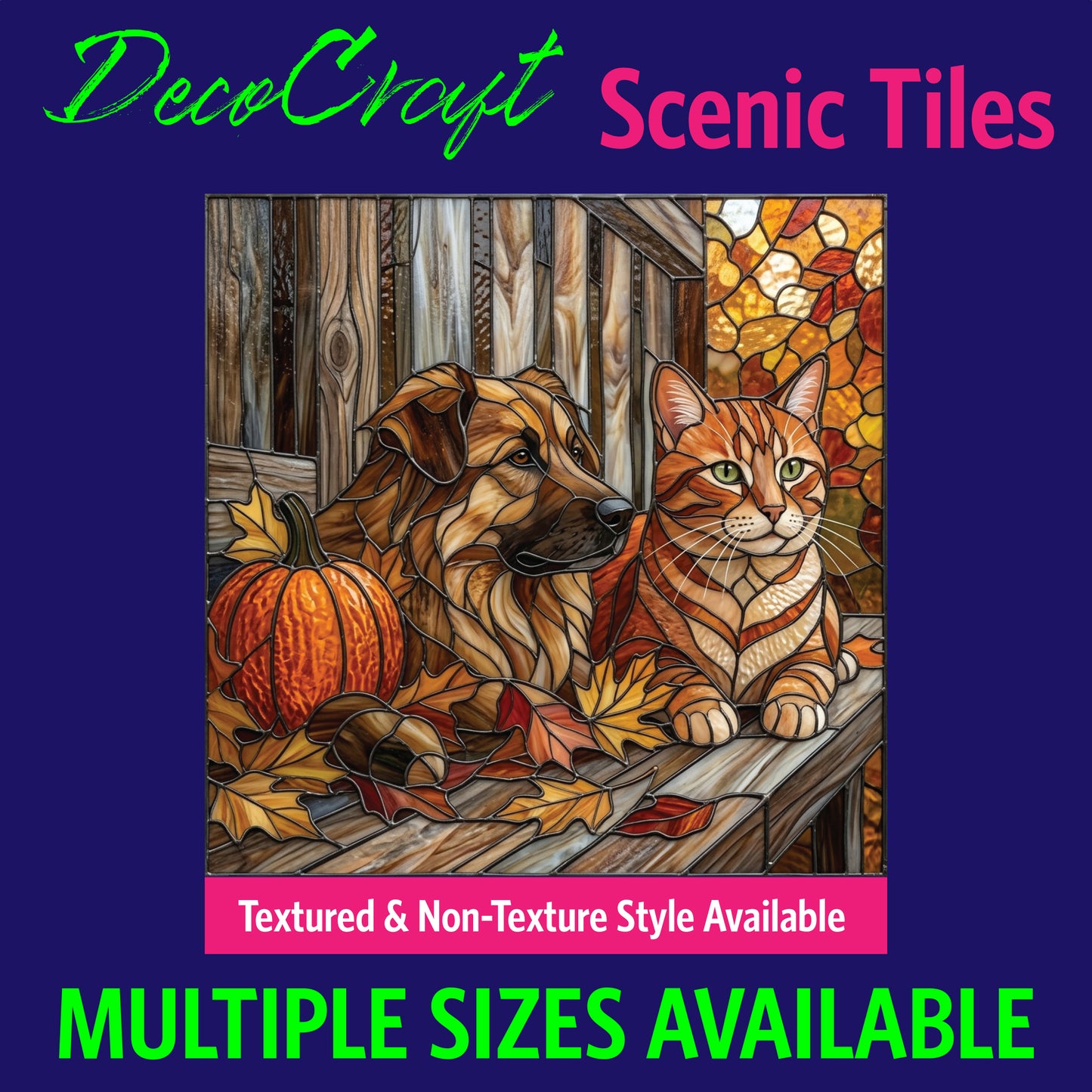DecoCraft - Scenic Elevated Texture Tiles - Dogs - Rustic Porch Pals