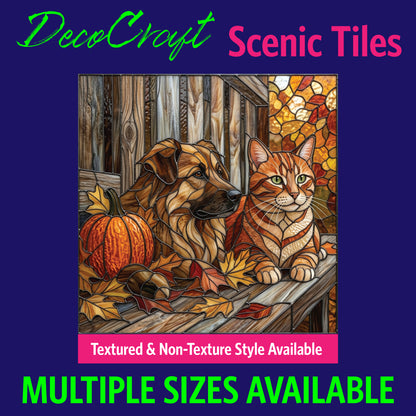DecoCraft - Scenic Elevated Texture Tiles - Dogs - Rustic Porch Pals