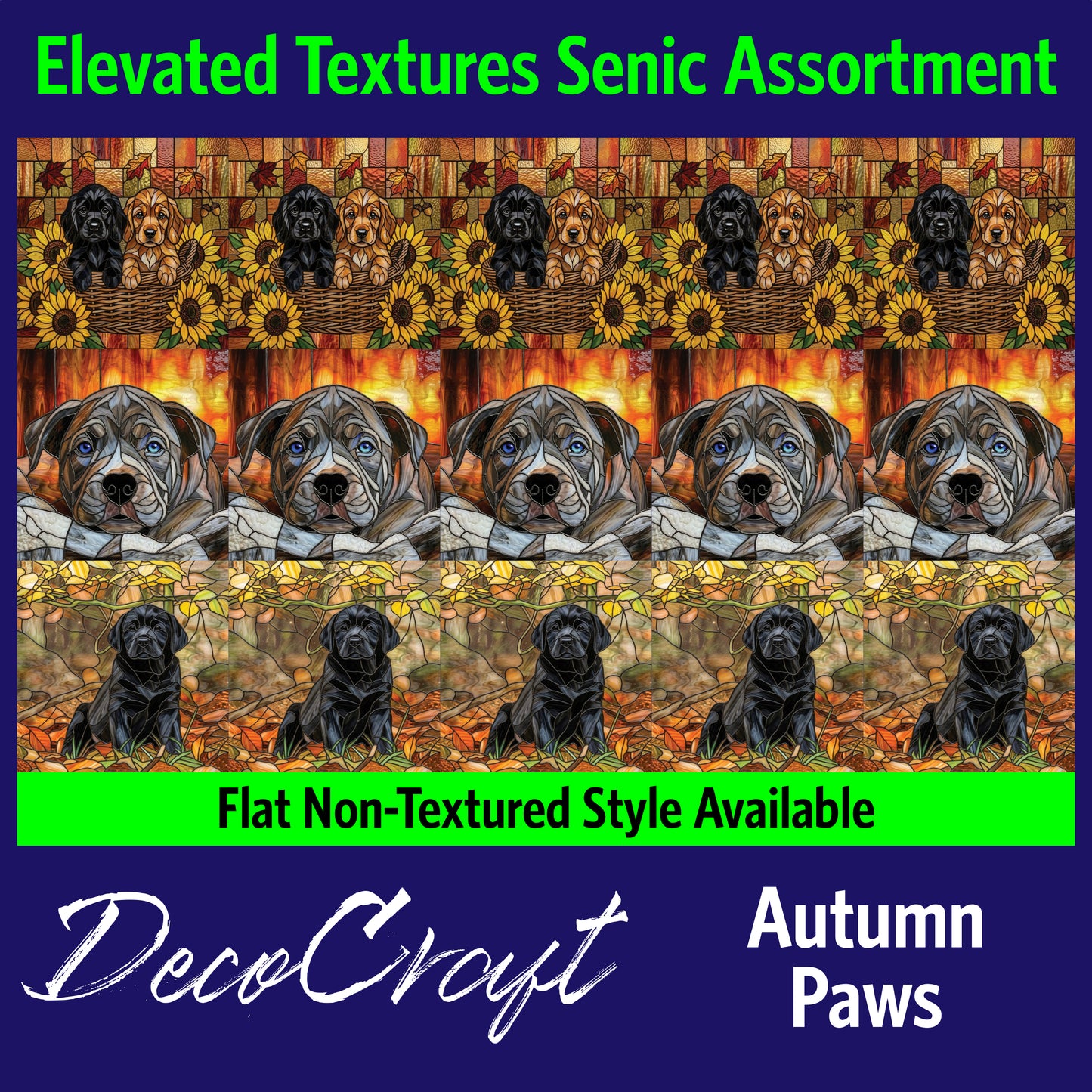 DecoCraft - Scenic Elevated Texture Tiles - Dogs - Autumn Paws