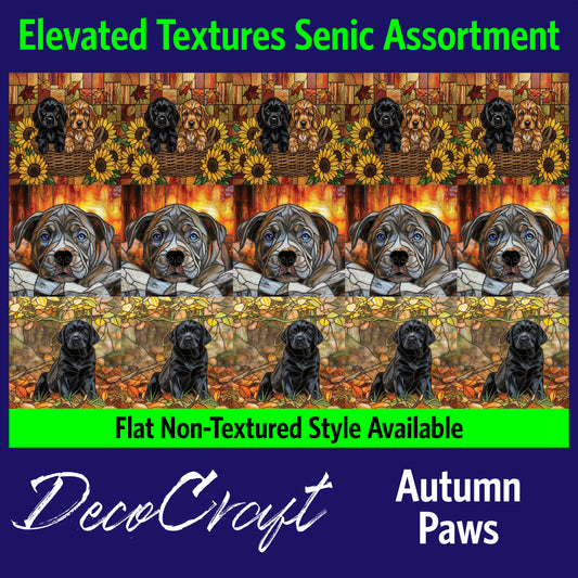 DecoCraft - Scenic Elevated Texture Tiles - Dogs - Autumn Paws