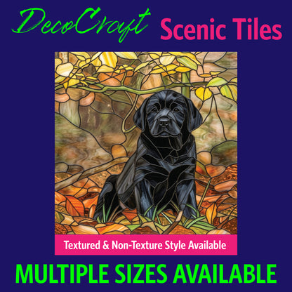 DecoCraft - Scenic Elevated Texture Tiles - Dogs - Autumn Leaves Lab
