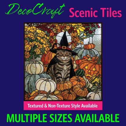 DecoCraft - Scenic Elevated Texture Tiles - Cats - Witchy Pumpkins