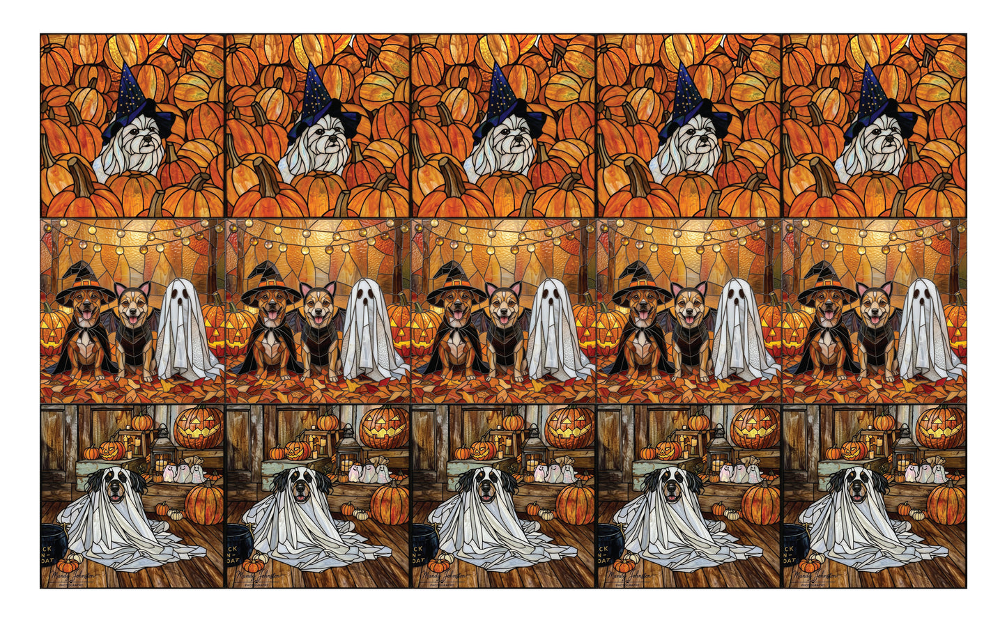 DecoCraft - Scenic Elevated Texture Tiles - Dogs - Pumpkin Patch Paws