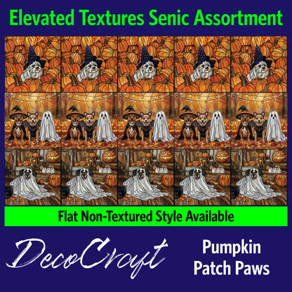 DecoCraft - Scenic Elevated Texture Tiles - Dogs - Pumpkin Patch Paws