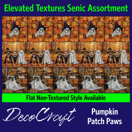 DecoCraft - Scenic Elevated Texture Tiles - Dogs - Pumpkin Patch Paws