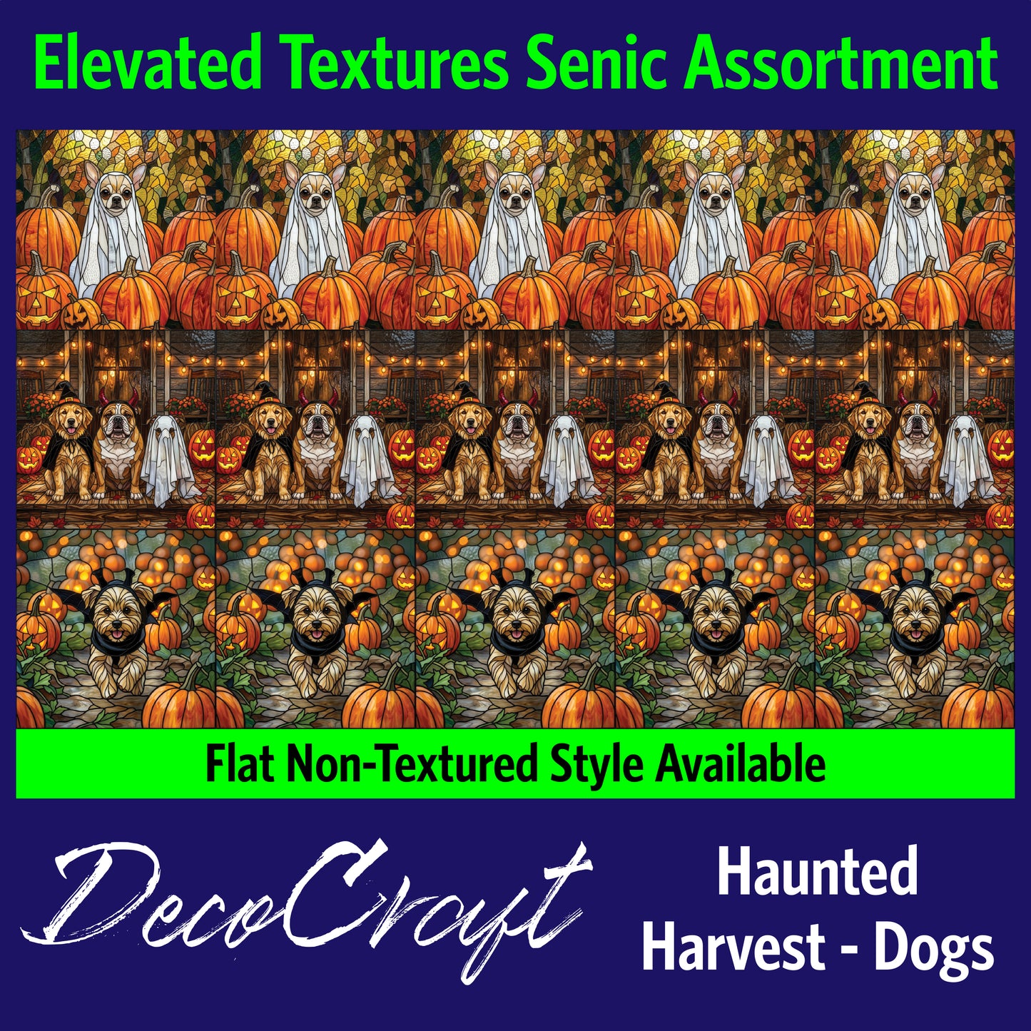 DecoCraft - Scenic Elevated Texture Tiles - Dogs - Haunted Harvest Pups