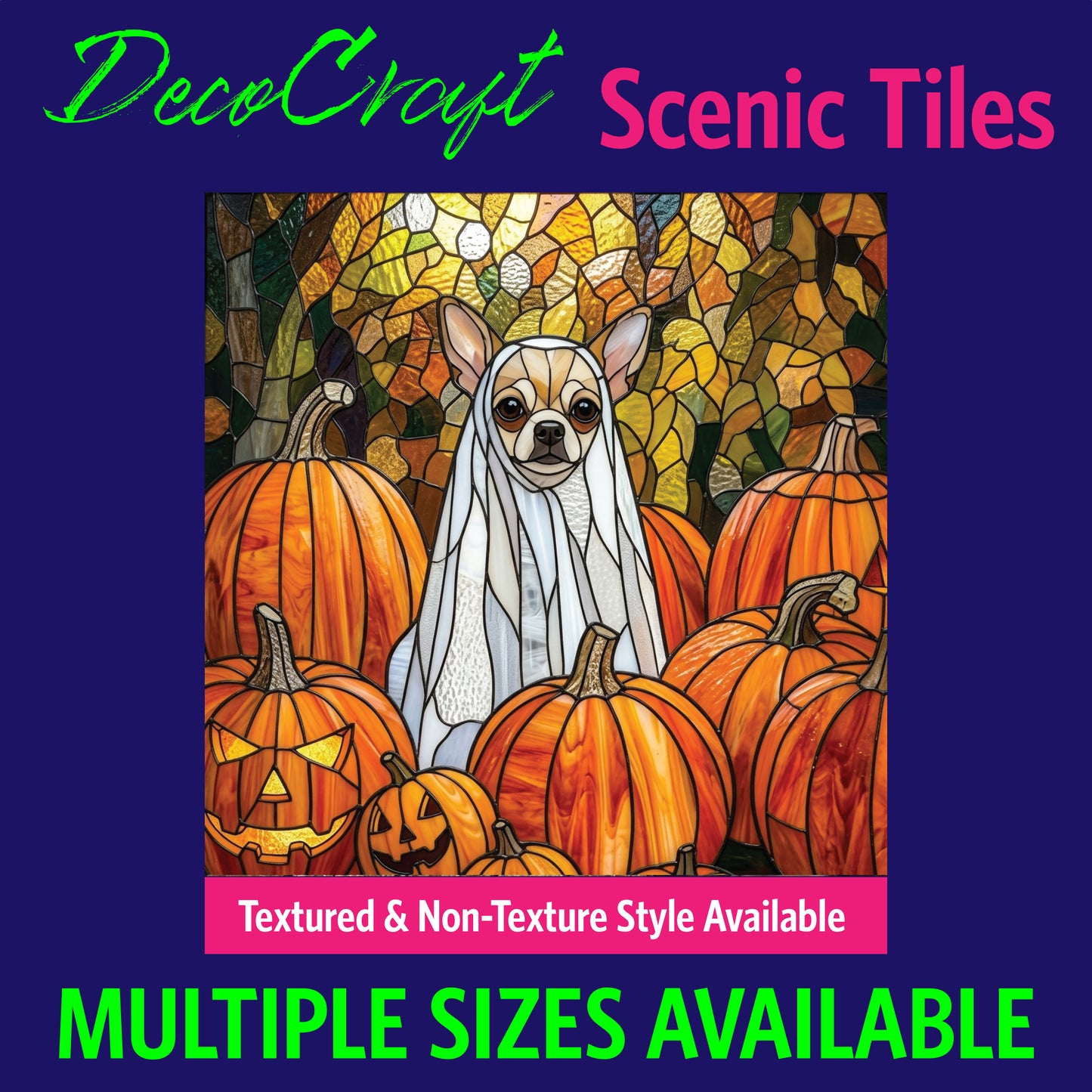 DecoCraft - Scenic Elevated Texture Tiles - Dogs - Ghost Chihuahua