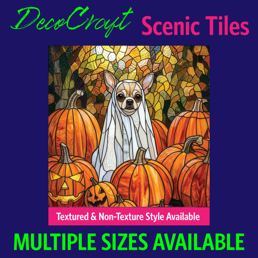 DecoCraft - Scenic Elevated Texture Tiles - Dogs - Ghost Chihuahua