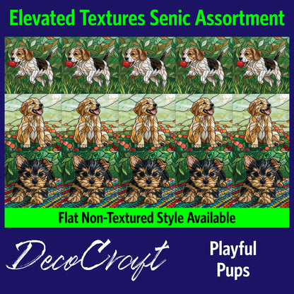 DecoCraft - Scenic Elevated Texture Tiles - Dogs - Playful Pups