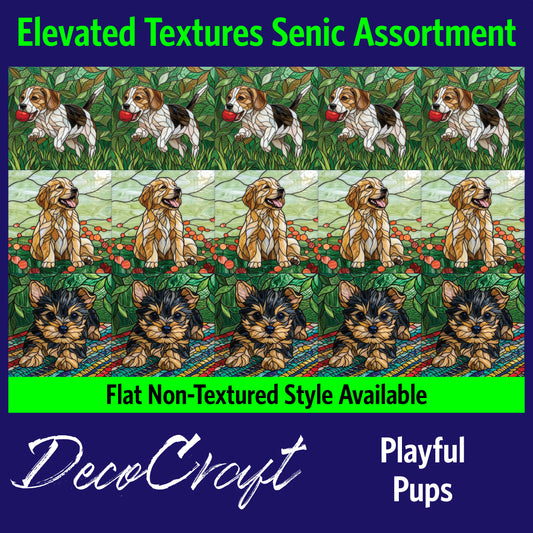 DecoCraft - Scenic Elevated Texture Tiles - Dogs - Playful Pups
