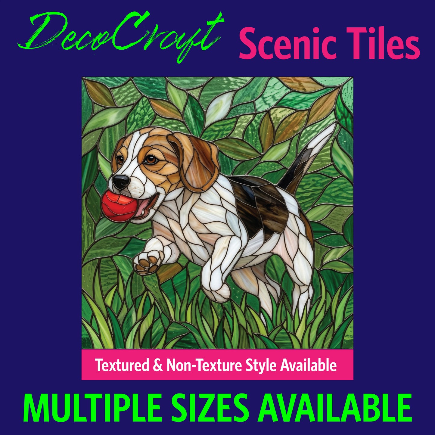 DecoCraft - Scenic Elevated Texture Tiles - Dogs - Leafy Chase