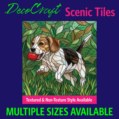 DecoCraft - Scenic Elevated Texture Tiles - Dogs - Leafy Chase