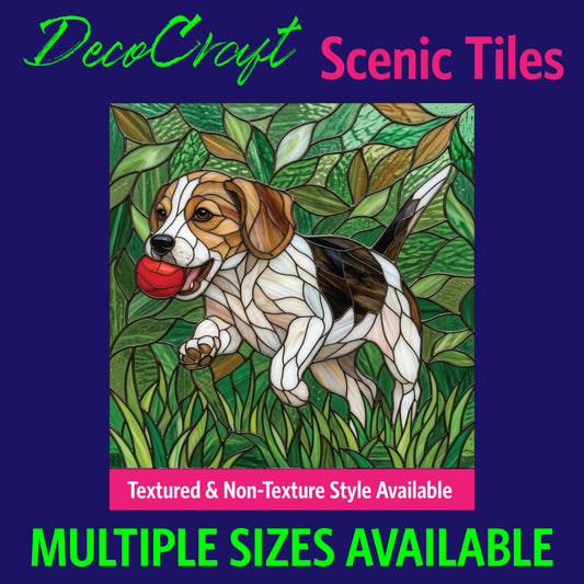 DecoCraft - Scenic Elevated Texture Tiles - Dogs - Leafy Chase