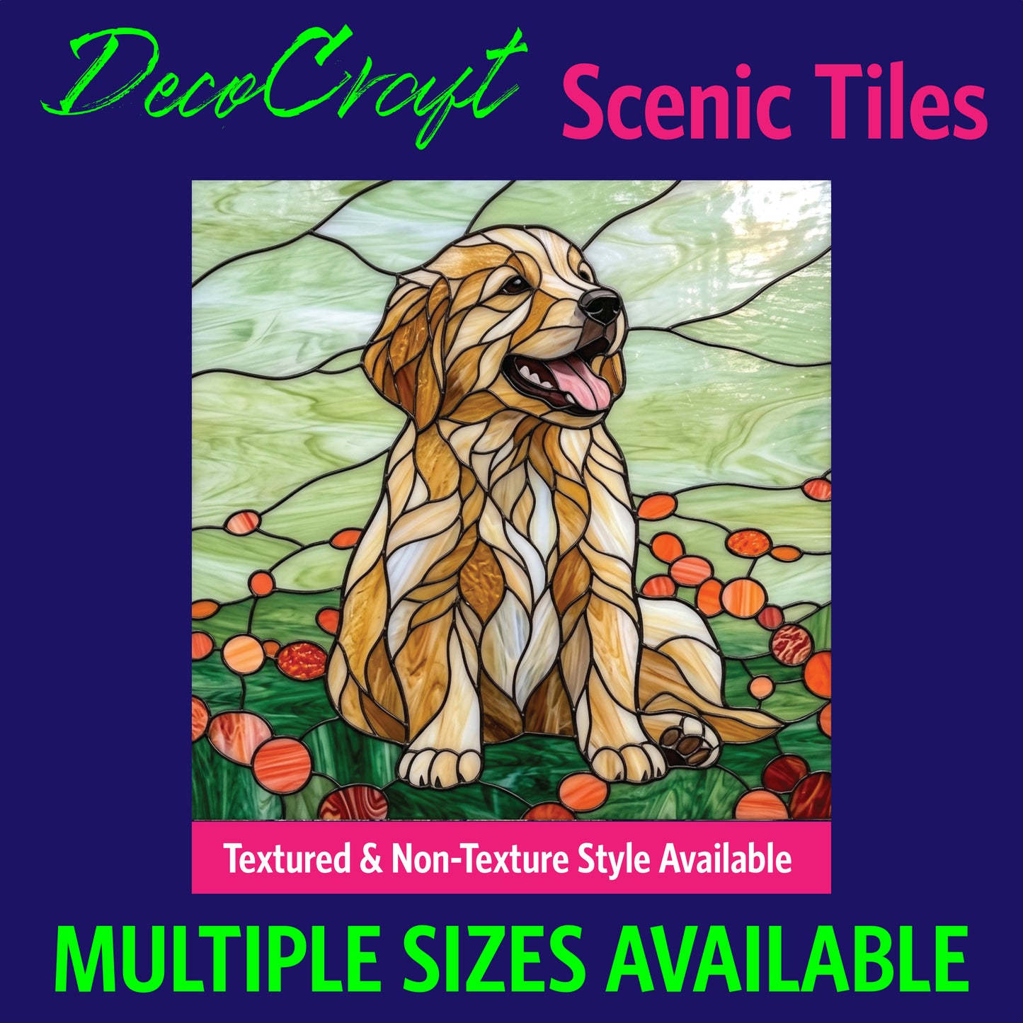 DecoCraft - Scenic Elevated Texture Tiles - Dogs - Golden Smile