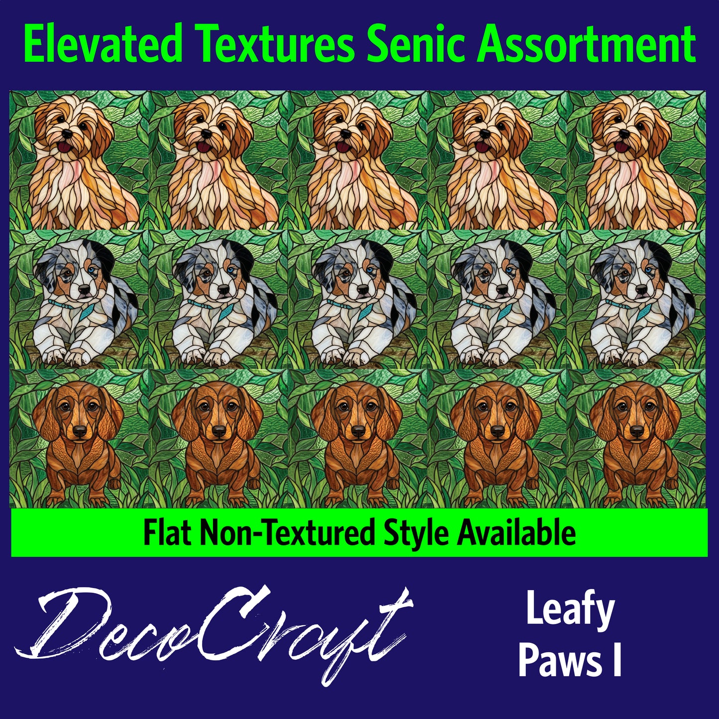 DecoCraft - Scenic Elevated Texture Tiles - Dogs - Leafy Paws I