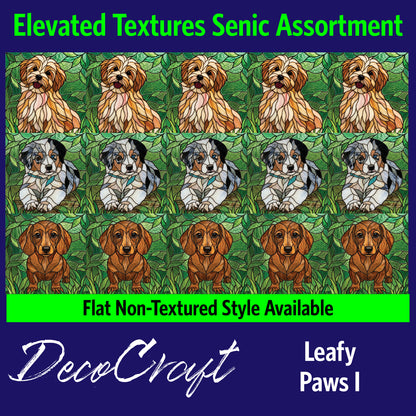 DecoCraft - Scenic Elevated Texture Tiles - Dogs - Leafy Paws I