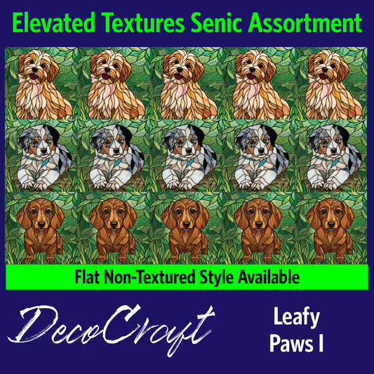 DecoCraft - Scenic Elevated Texture Tiles - Dogs - Leafy Paws I