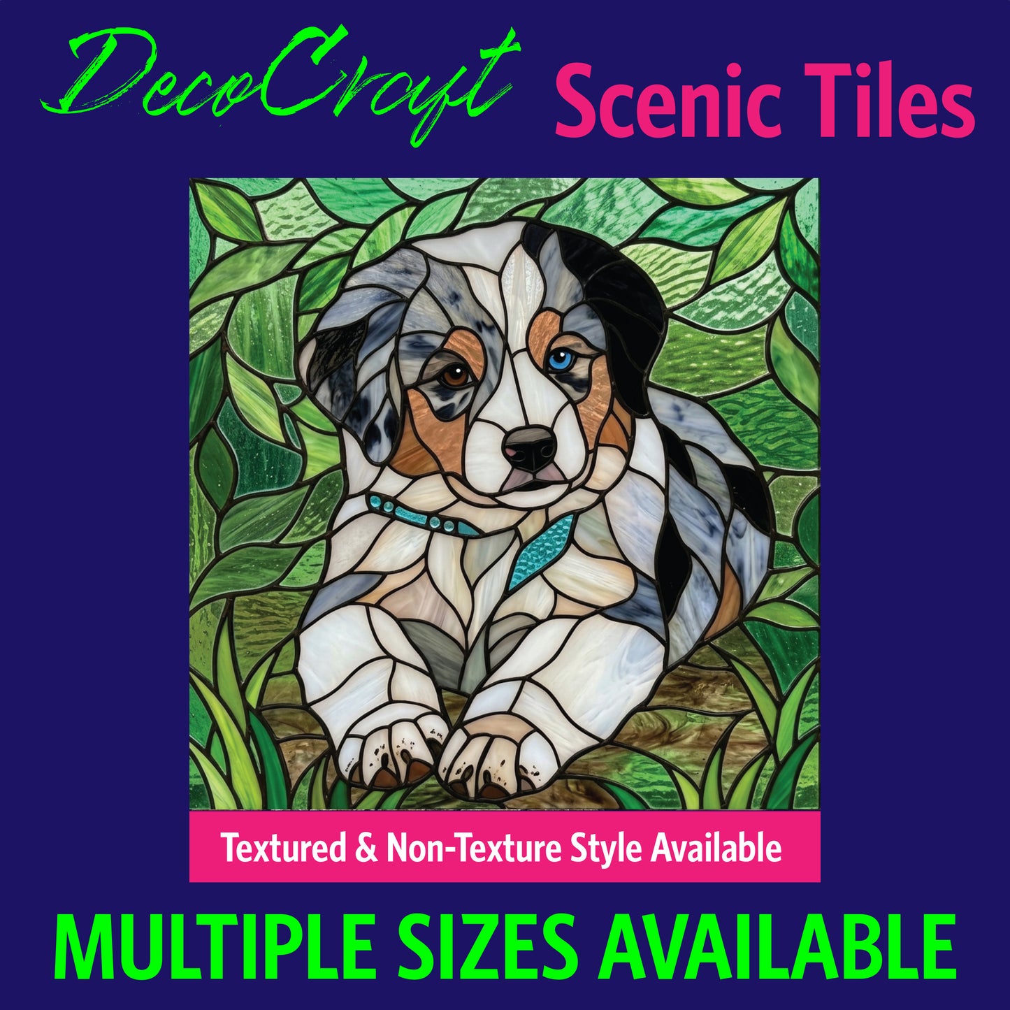 DecoCraft - Scenic Elevated Texture Tiles - Dogs - Blue-Eye Pup