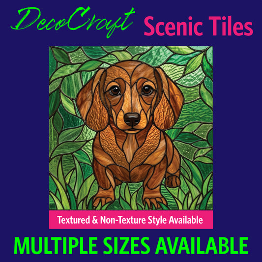 DecoCraft - Scenic Elevated Texture Tiles - Dogs - Dachshund Darling