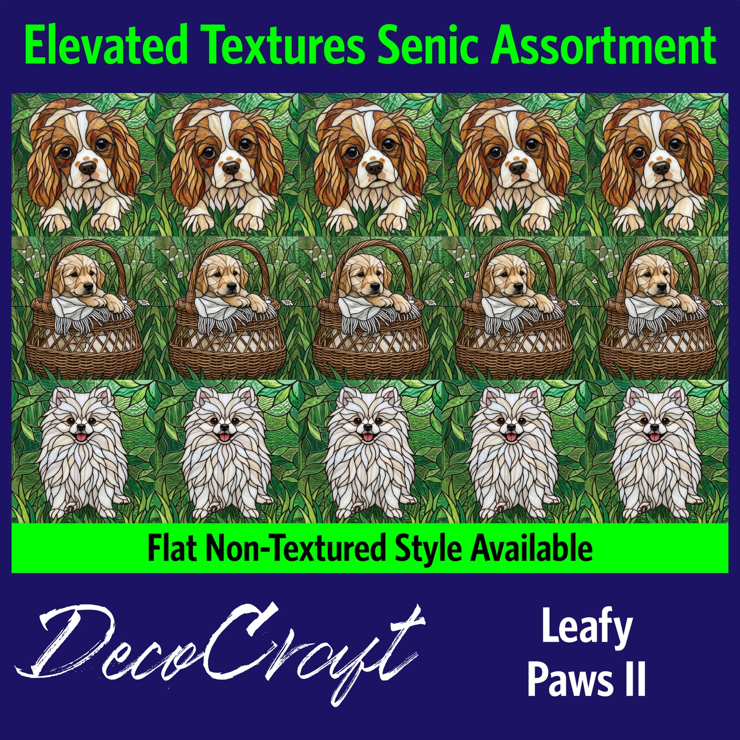 DecoCraft - Scenic Elevated Texture Tiles - Dogs - Leafy Paws II